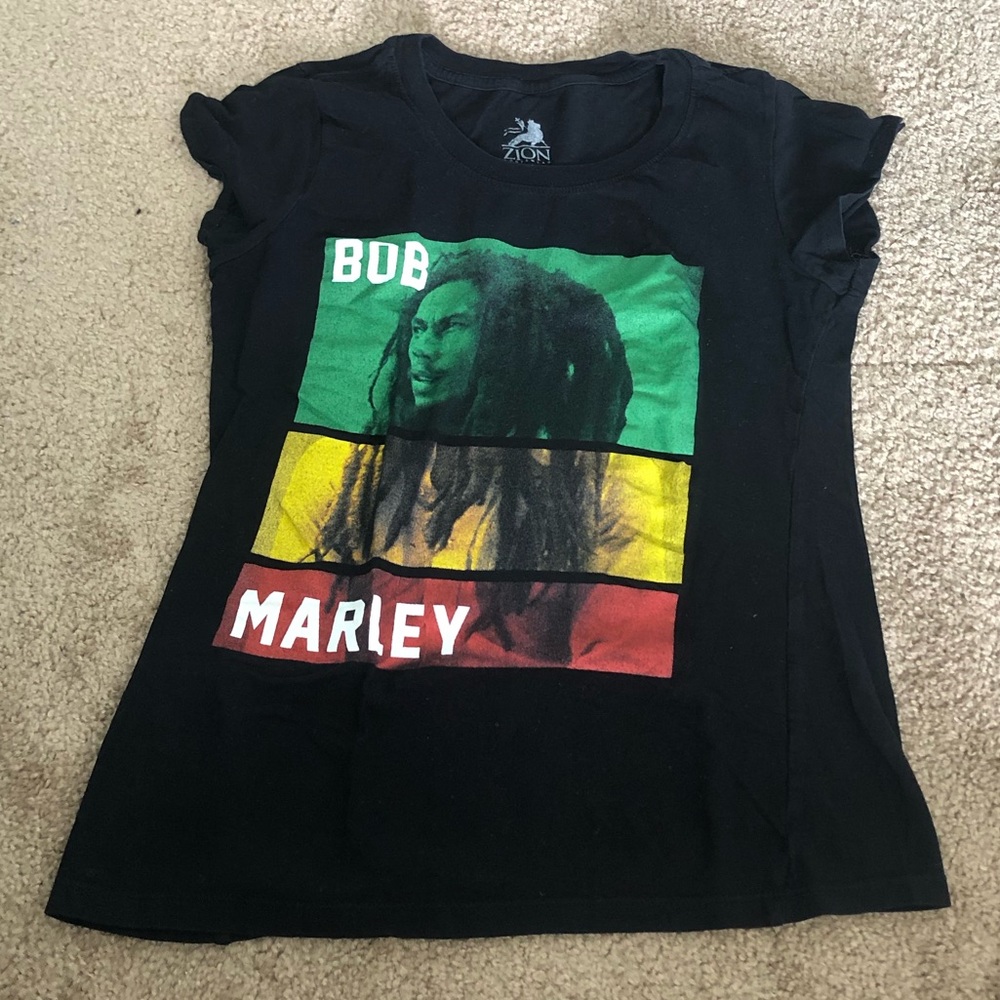 Black red,yellow, green Bob Marley shirt